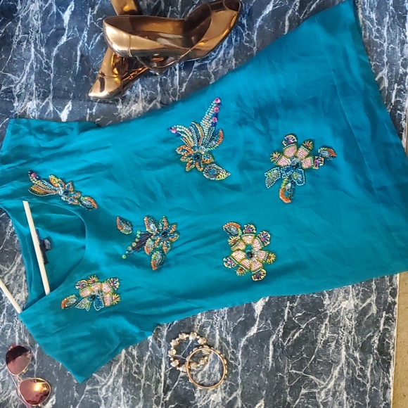French Connection size 0 turquoise mini dress